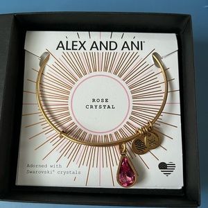 New Alex and Ani Rose Crystal charm bangle bracelet pink
